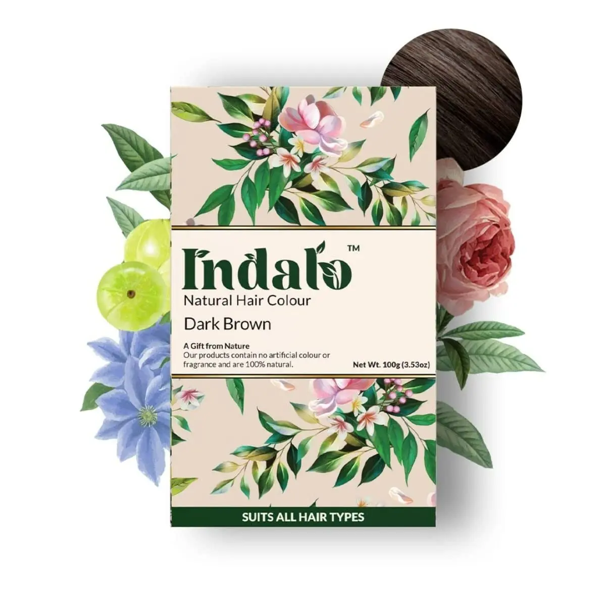 Indalo Natural Hair Colour Dark Brown with Baheda and Brahmi 100 gm